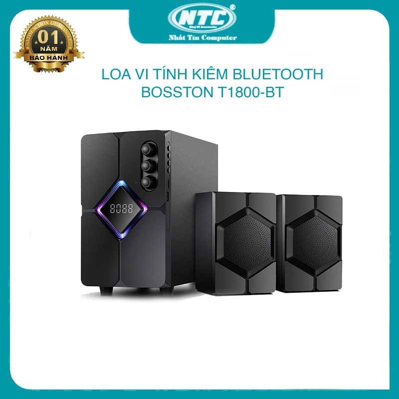 [Mã ELHACE giảm 4% đơn 300K] Loa vi tính 2.1 kiêm Bluetooth Bosston T1800-BT 40W led RGB - dùng nguồn 220V (Đen)