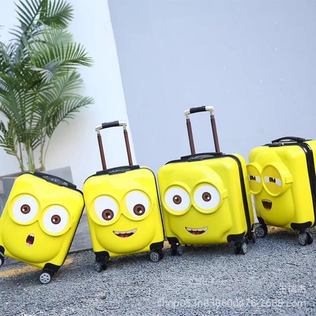 hàng nhập quảng châu- VALI  kéo trẻ em MINION VUÔNG SIZE 18 - Kèm 3 SẮC THÁI CẢM XÚC (có bán sỉ)