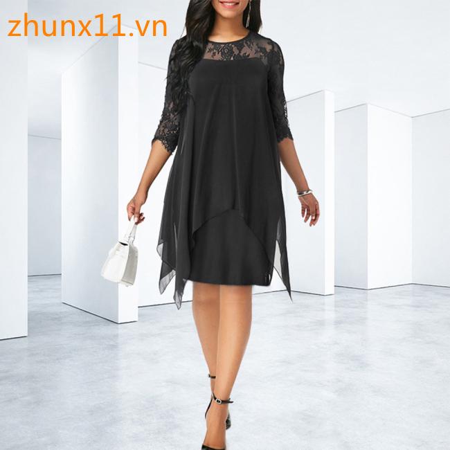 Đầm chiffon tay lỡ phối ren