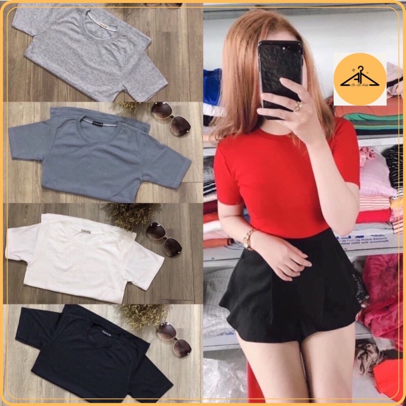 Áo Thun Gân Ôm Body Tay Ngắn Nhiều Màu