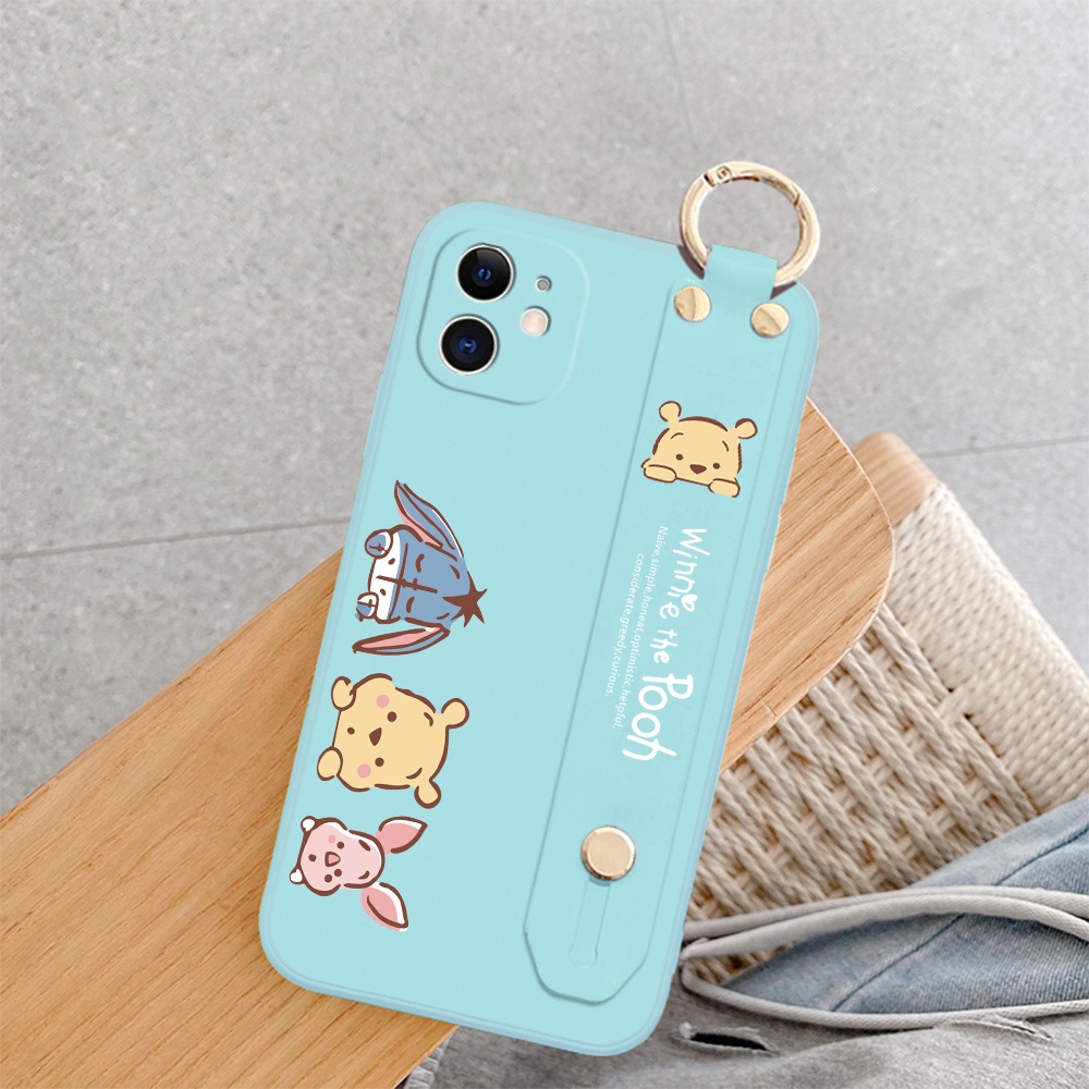 Ốp điện thoại silicone chống sốc in hình gấu Pooh có dây đeo cho Samsung Galaxy M31 M21 M30S M51 M62 F62