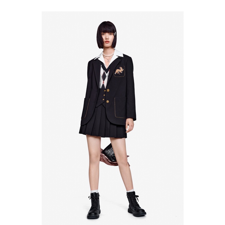 Y773 Áo khoác & chân váy xếp ly xuất dư của PEACE BIRD họa tiết hổ vằn | BigBuy360 - bigbuy360.vn