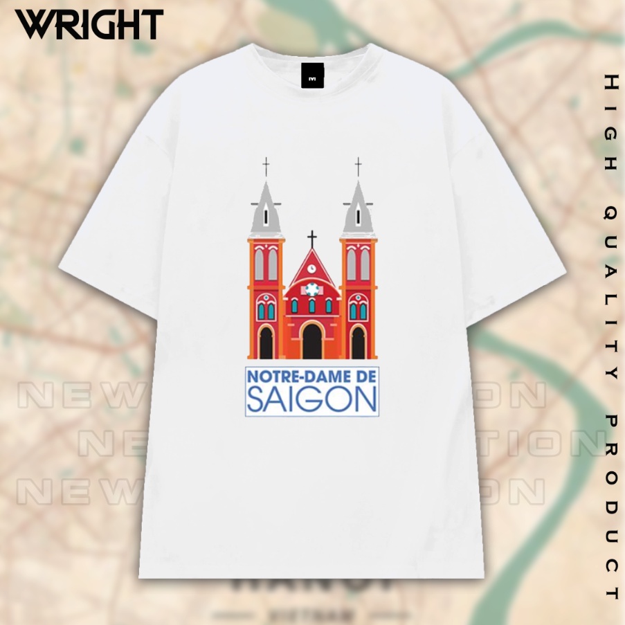 2lq3 /Áo Phông Nhà Thờ Đức Bà Sài Gòn Notre Dame Văn Hóa Việt Nam Sài Gon Saigonese Unisex Tay Lỡ Form Rộng!