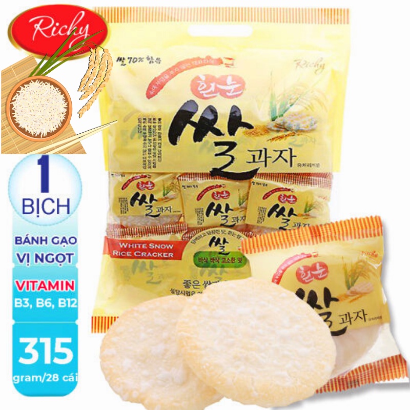 Bánh Gạo Richy Hàn Quốc Gói 303g Vị Ngọt Dịu Giòn Ngon