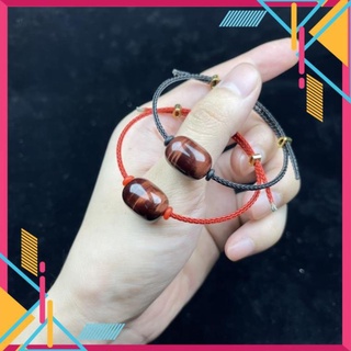 Vòng tay lu thống mắt hổ đỏ tự nhiên dây cáp kéo freesize