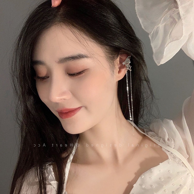 Khuyên Kẹp Vành Tai Dáng Dài Hình Bướm Thời Trang Cá Tính