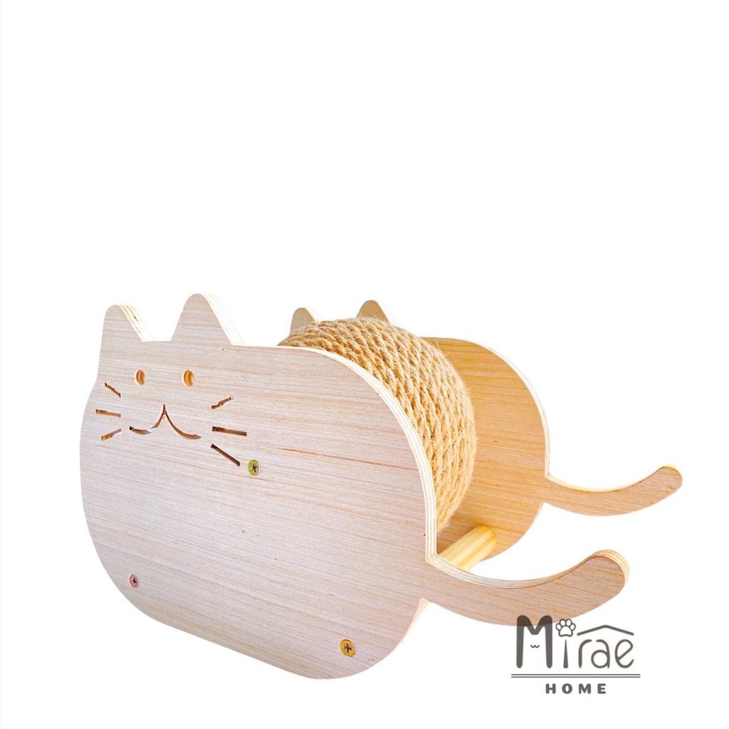 Đồ chơi cào móng, bàn cào móng cho mèo bằng gỗ Plywood chất lượng cao, cào móng hình bóng xoay tròn CM01 Mirae Home