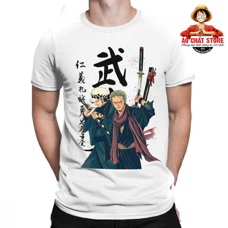 Áo ZORO LAW THƯ PHÁP CỰC CHẤT - ÁO ONE PIECE HẢI TẶC LAW vs ZORO SIÊU NGẦU OP136 (Ảnh thật)