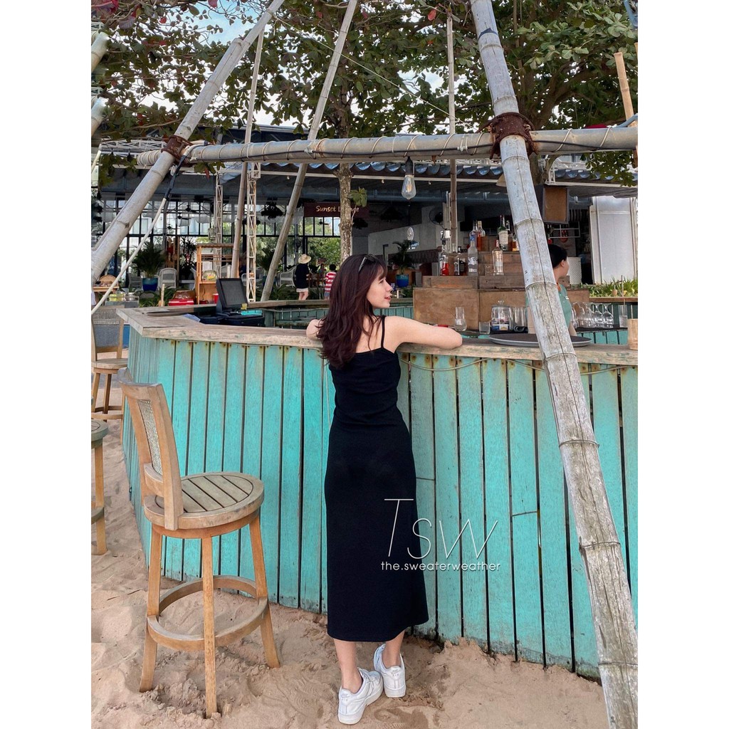 Váy 2 dây maxi thun đen (ảnh thật) | BigBuy360 - bigbuy360.vn