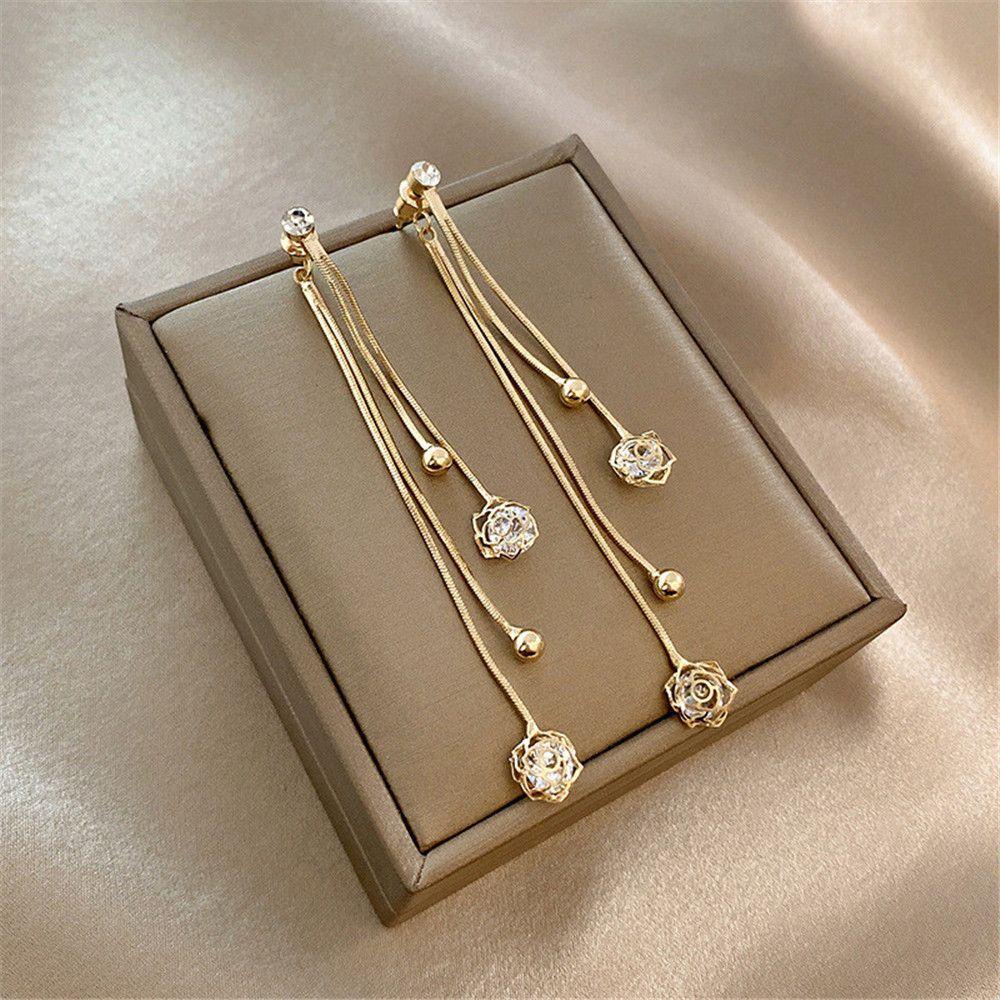 Đôi Bông Tai Dáng Dài Đính Đá Thời Trang Cho Nữ