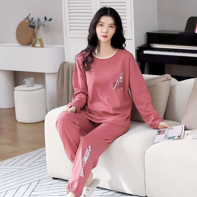 Bộ đồ ngủ tay dài 100% cotton in họa tiết hoạt hình ngọt ngào thời trang xuân thu cho nữ