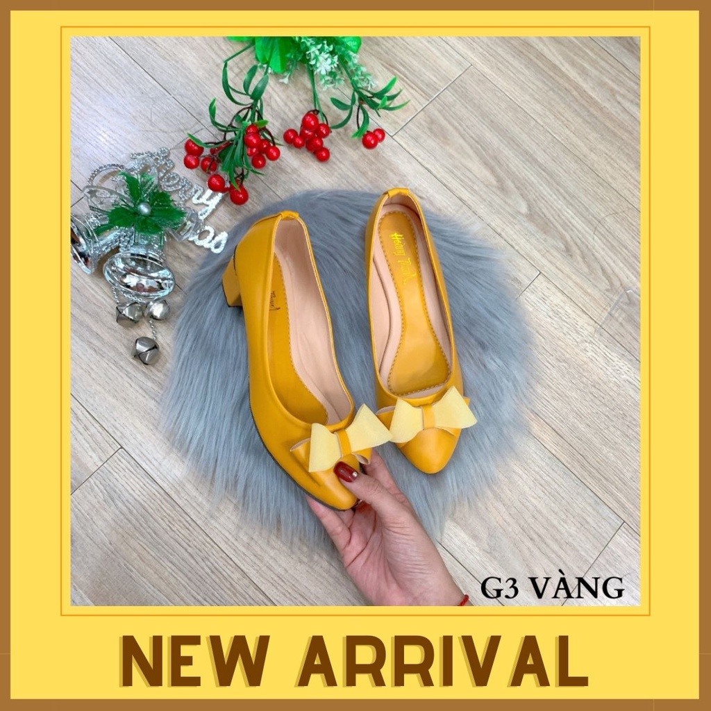 [Có bigsize 40-41] Giày Nữ, Giày Đẹp Gót Vuông 3 Phân Chống Trơn Trượt Đi Mưa Được. Giày Hoàng Thanh G3 xám