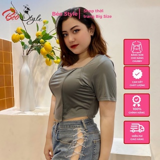 Áo thun croptop Bigsizize thiết kế siêu xinh kiểu Hàn Quốc AKBS028 Dành cho các nàng từ 55-95kg-Mặc đi chơi, dạo phố