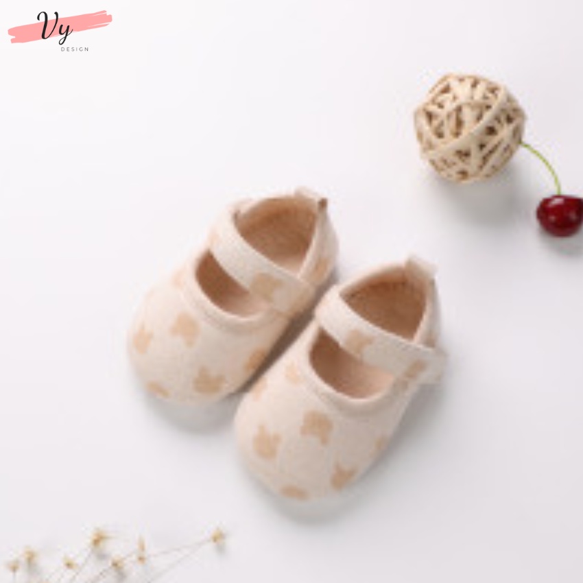 Giầy Tập Đi Cho Bé VY DESIGN. Giầy Cho Bé Sơ Sinh 0 12 Tháng Chống Trượt, Êm Mềm, Chất Liệu Cotton Tự Nhiên