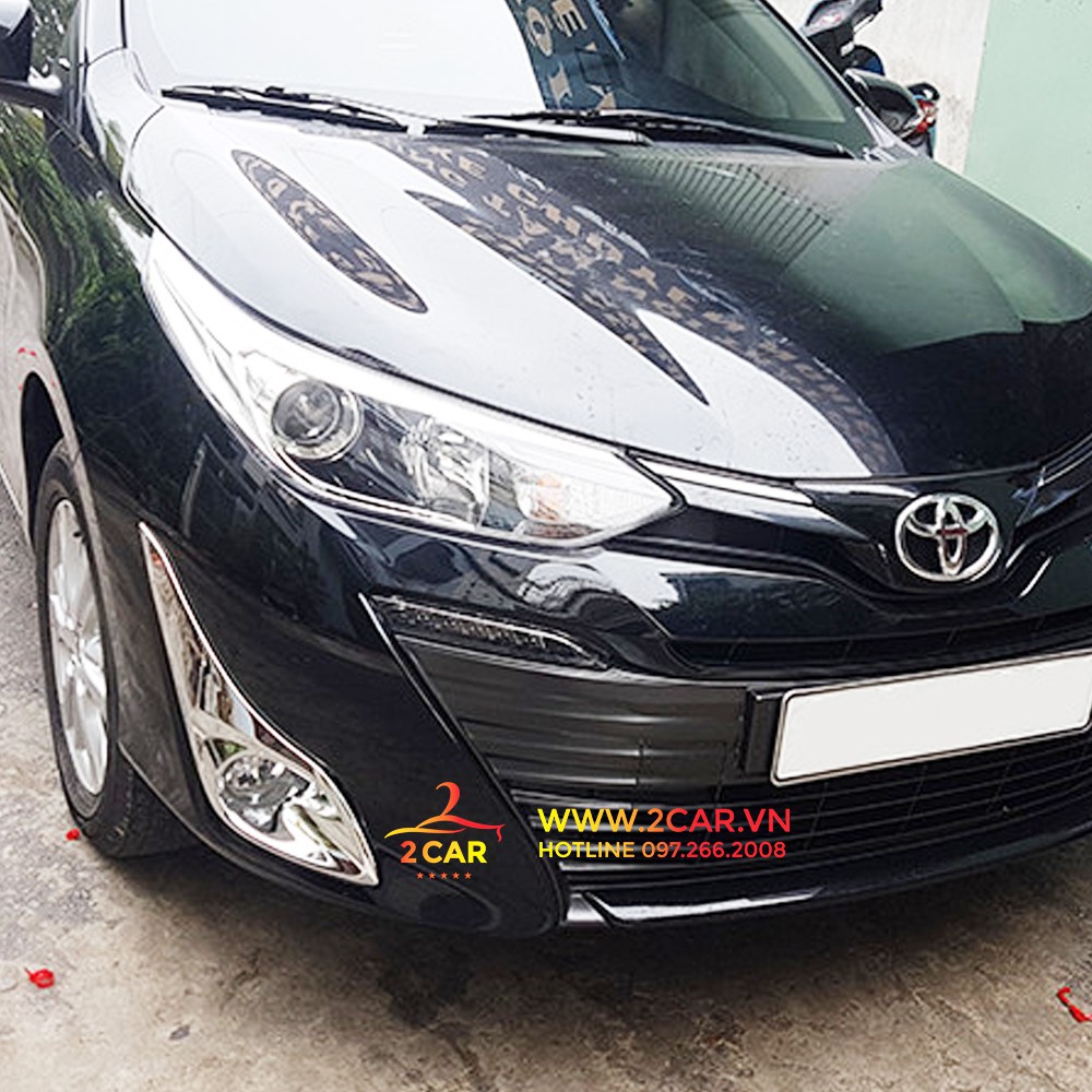 Ốp viền đèn gầm trước, sau xe Toyota Vios 2019- 2020 mạ crom cao cấp