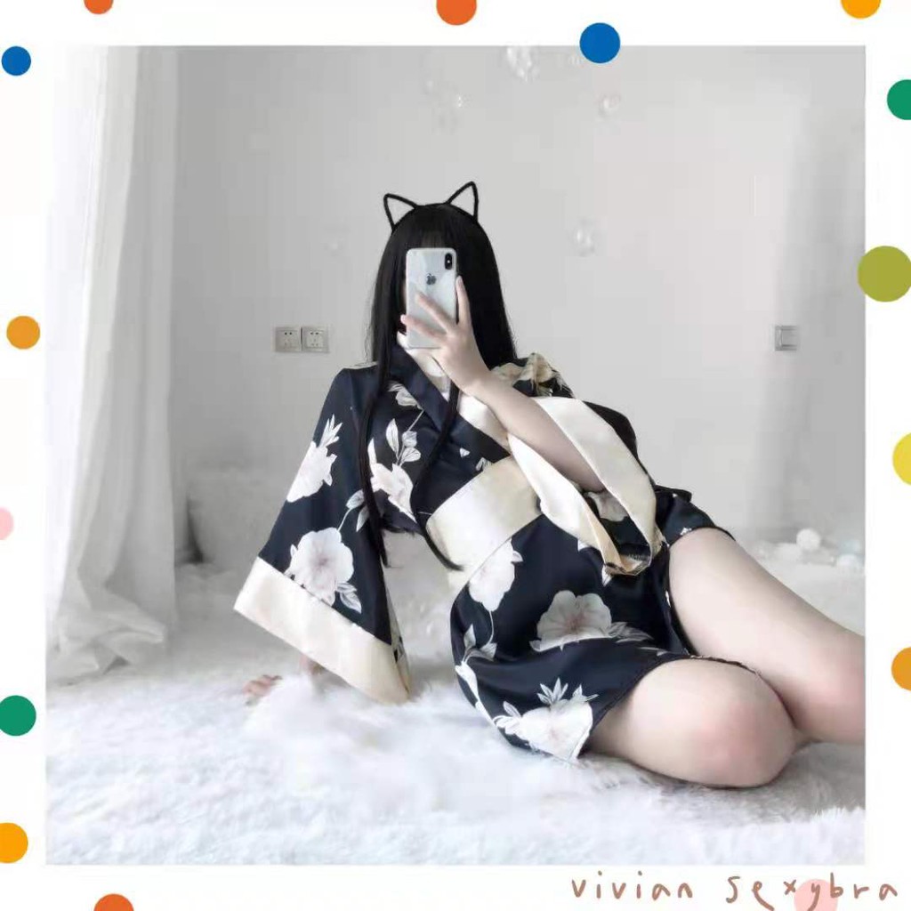 🌺Sexy đồ ngủ🌺Kimono Nhật Bản Cosplay Đồ lót đầm ngủ +quần lót Freesize 40-65kg--Không socks--020 | BigBuy360 - bigbuy360.vn
