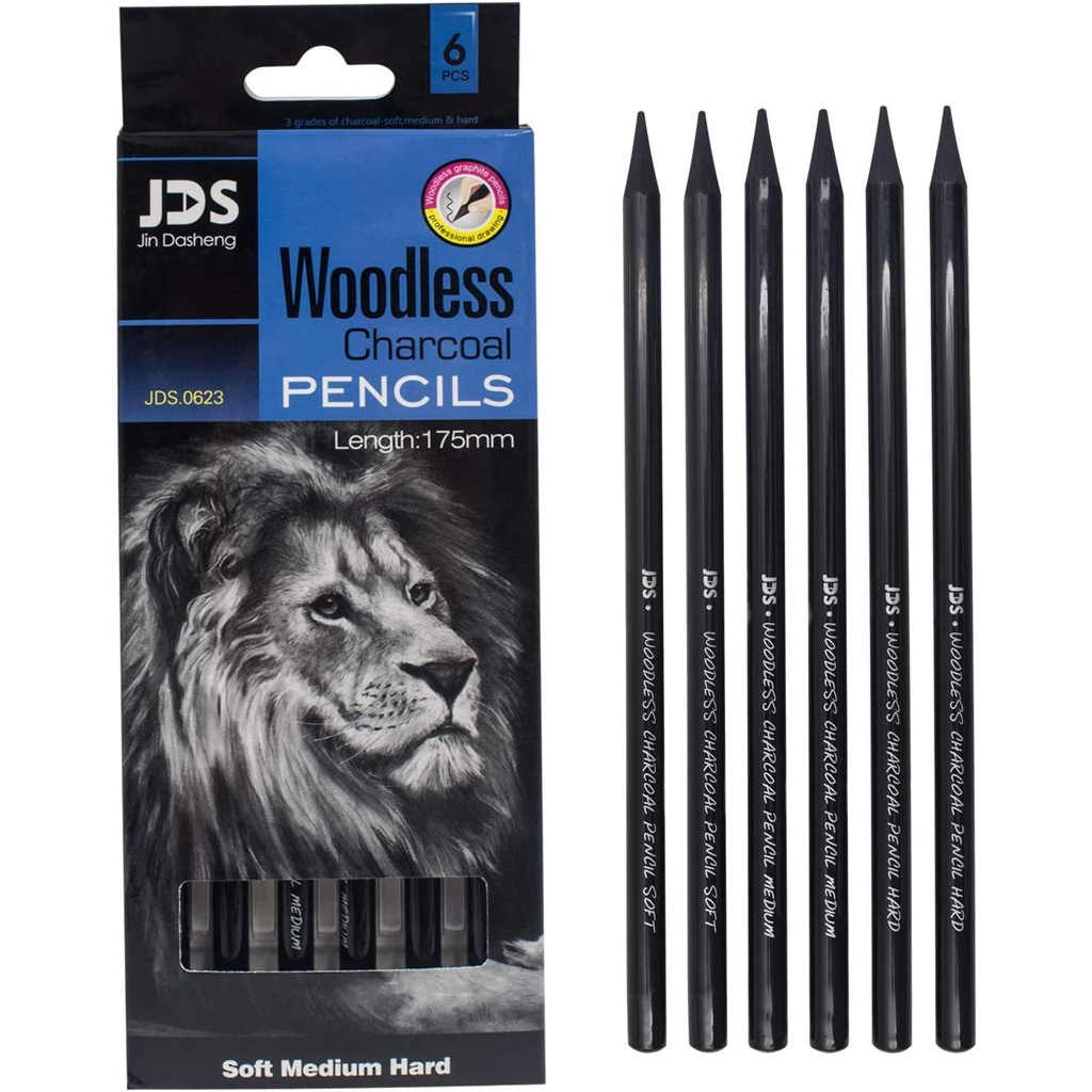 Bộ 6 Bút Chì Than 3 Lớp Vẽ Phác Thảo Chuyên Nghiệp Cho Họa Sĩ &amp; Người Mới Bắt Đầu