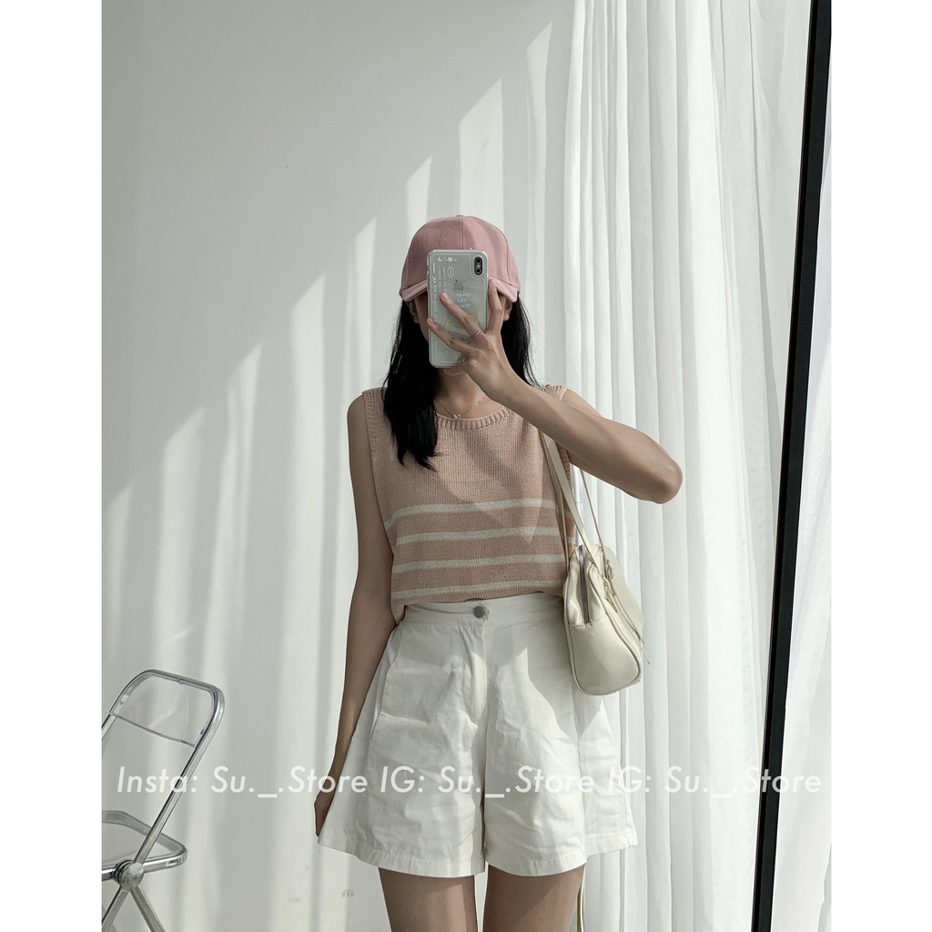 Áo len sát vai kẻ tag Nancy A2360 SUSTORE