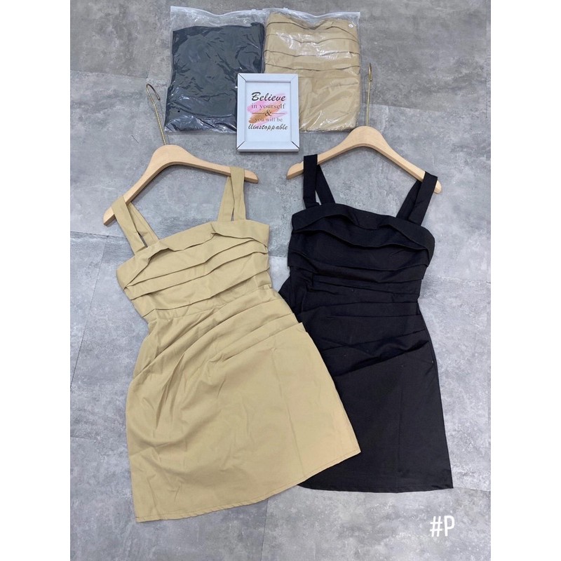 [Mã SKAMA06 giảm 8% tối đa 50K đơn 250K] Đầm hai dây nhúm eo thời trang hàng đẹp có đệm ngực⚡️2 màu ảnh thật | BigBuy360 - bigbuy360.vn