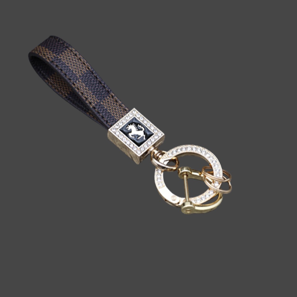 ✅ Móc Khóa Ô Tô Dây Da Cao Cấp Đính Đá Kim Cương