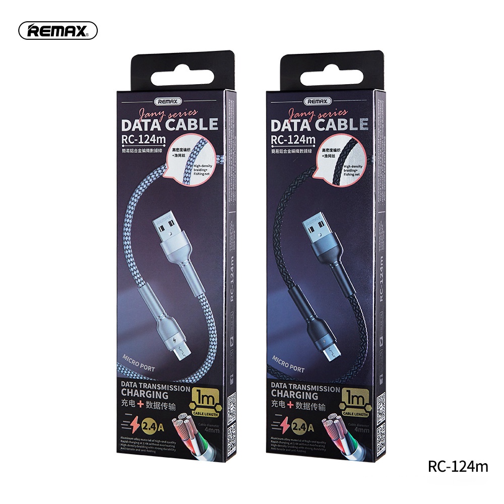 Dây sạc nhanh micro usb Remax rc124m dòng sạc 2.4A dài 1m