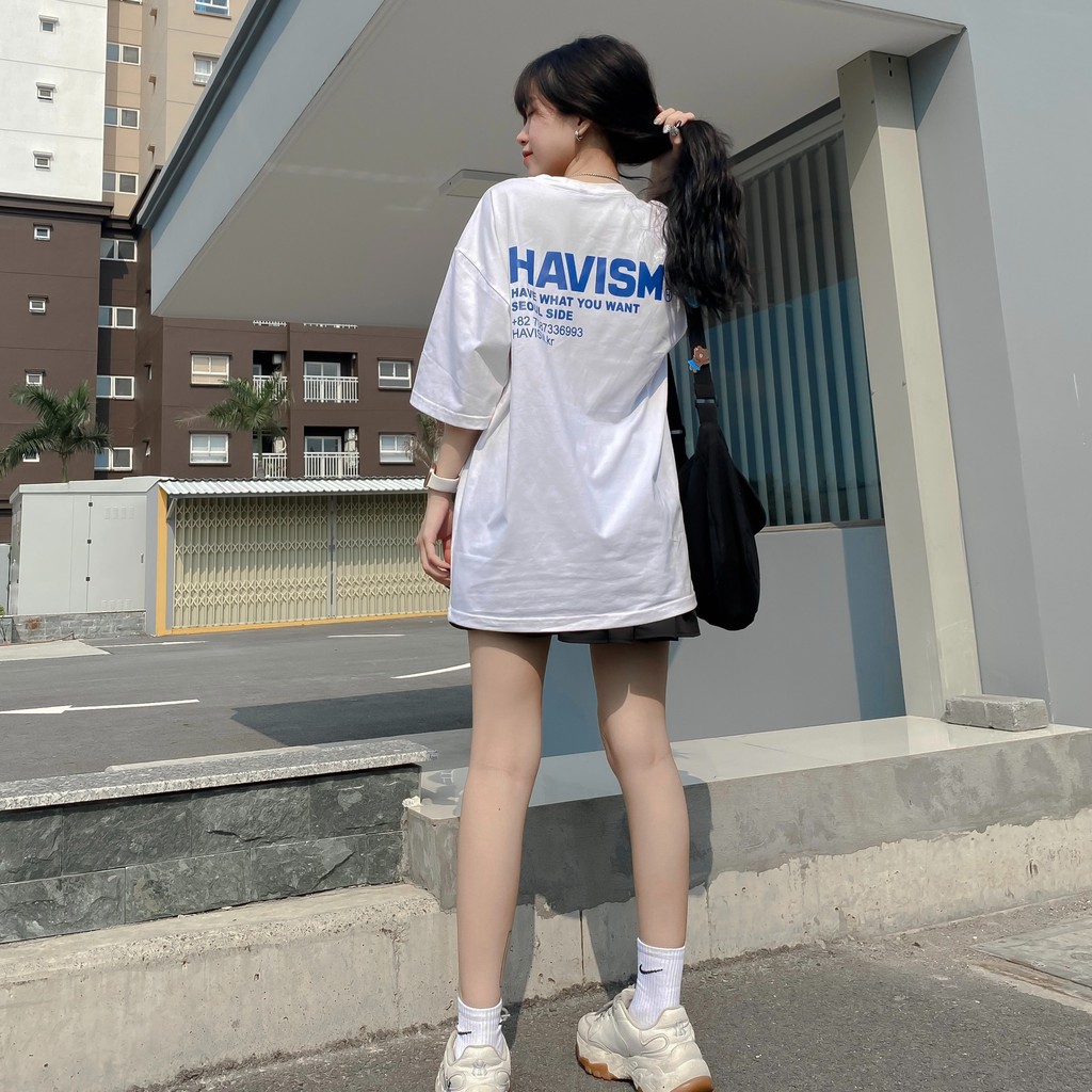 Áo thun cổ tròn tay lỡ unisex HOMIES in chữ Havism