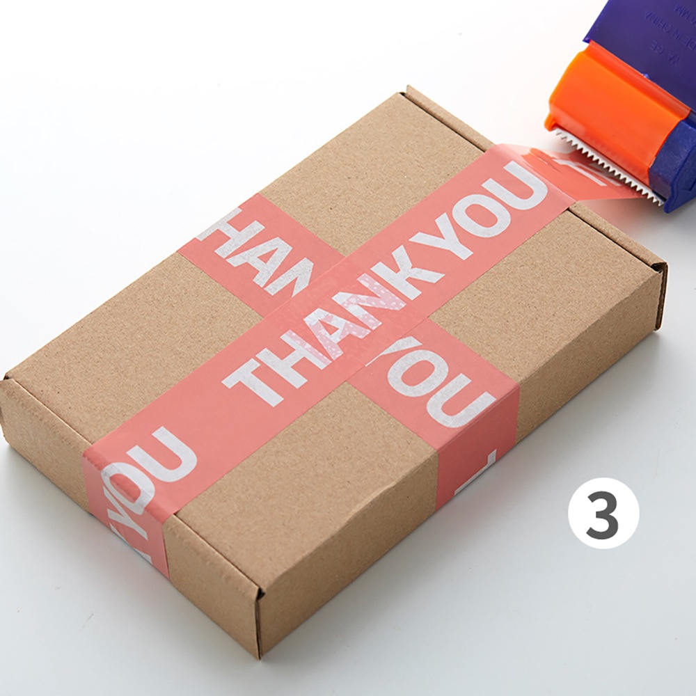 Cuộn băng keo in họa tiết chữ thank you 4.5cm x 100M dùng để trang trí / gói quà