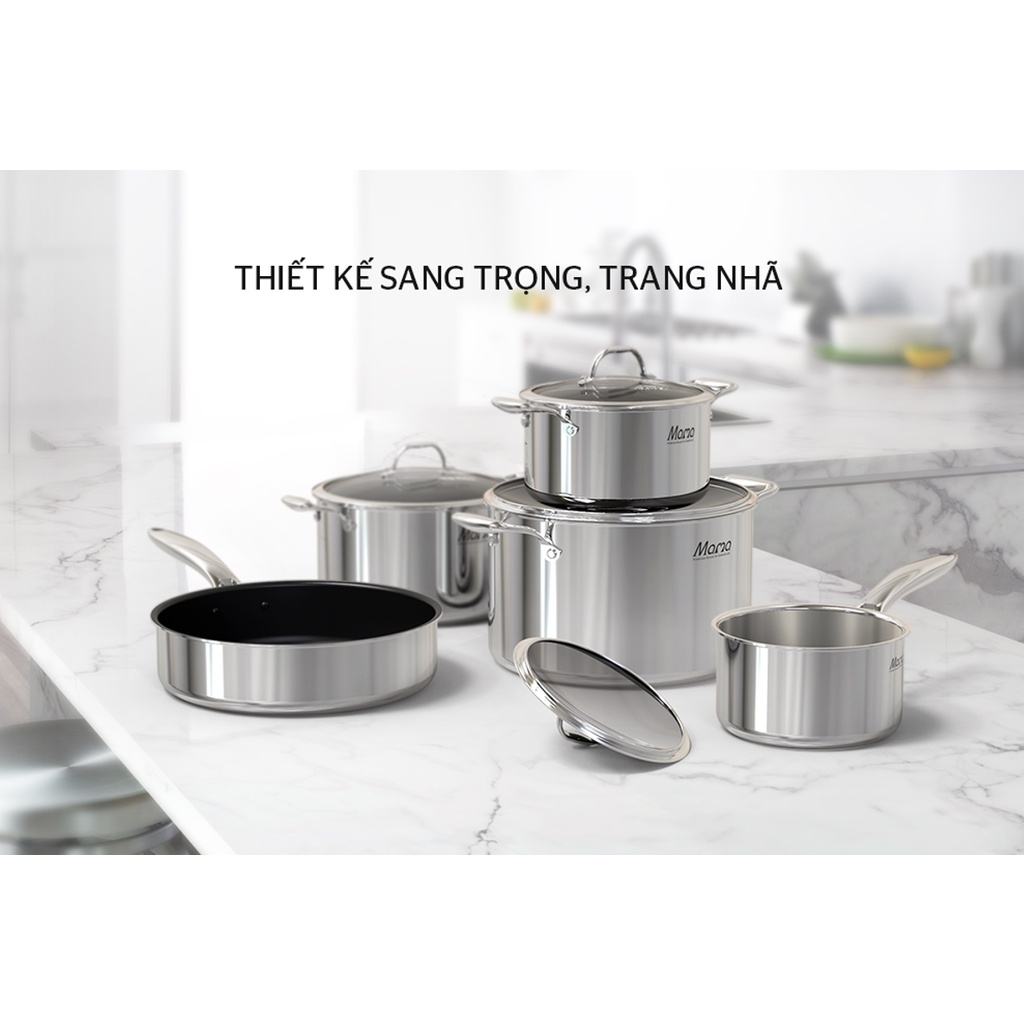 BỘ NỒI CHẢO INOX ĐA LỚP SUNHOUSE SHG700