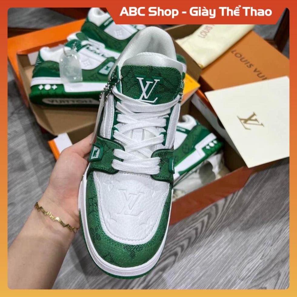 Giày LV xanh lá trắng bản sc, Giày thể thao nam nữ, giày louis vuitton xanh green