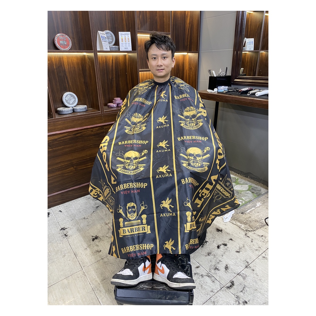 Áo choàng cắt tóc Akuma họa tiết Barber Shop