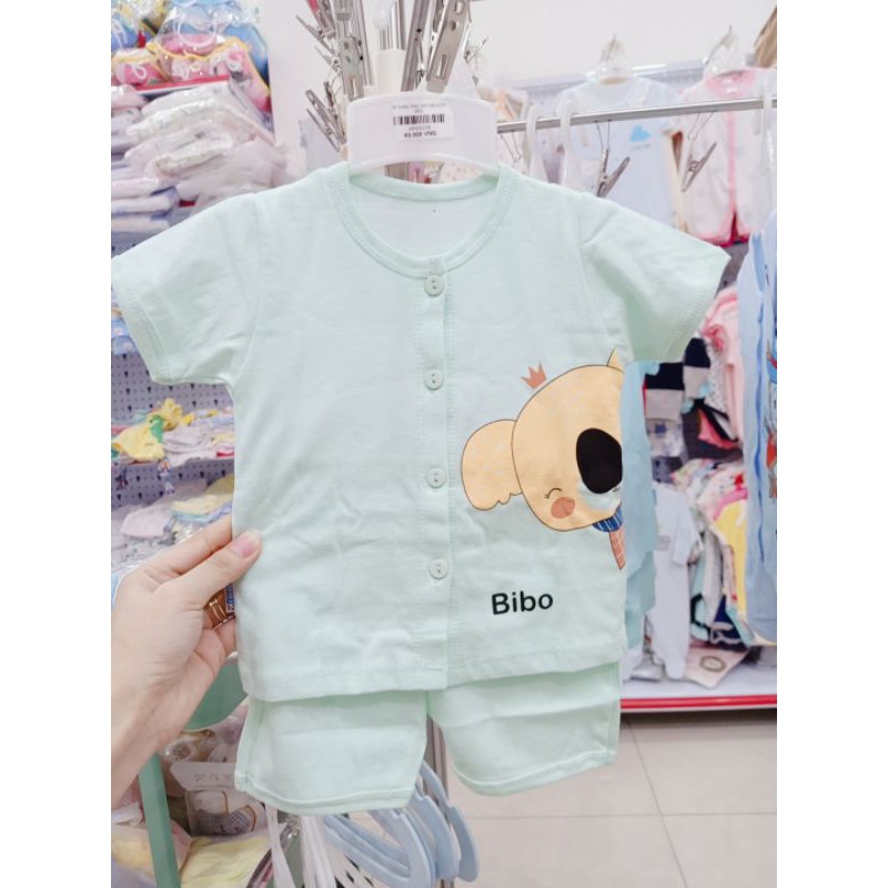 Bộ tay ngắn bibo kim thu cotton cho bé 3-10kg