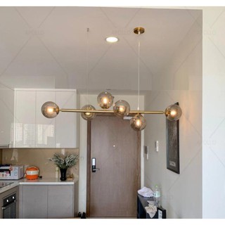 Đèn thả bàn ăn, quầy bar, nhà hàng chùm 6 bóng ngang THCN02