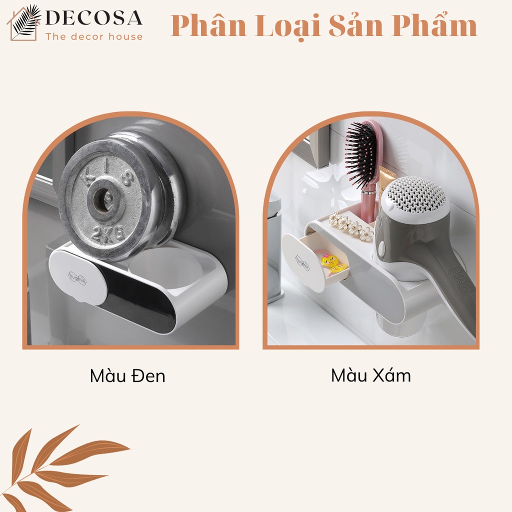 [Mã LIFE2403ALL giảm 10% đơn 50K] Kệ nhà tắm để đồ treo máy sấy tóc dán tường DECOSA