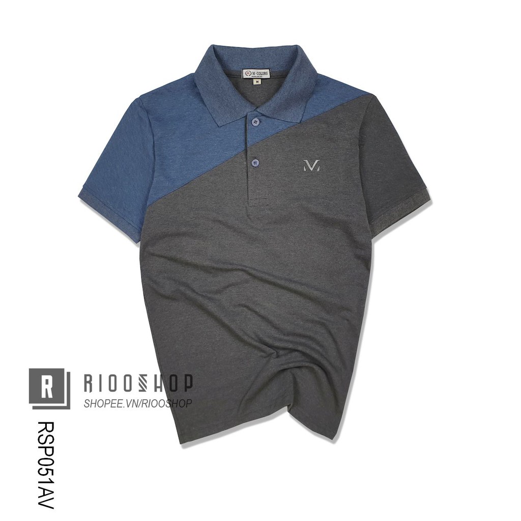 Áo thun polo nam ngắn tay form rộng M-color phối 2 màu RSP051AV - áo phông nam có cổ Riooshop | BigBuy360 - bigbuy360.vn