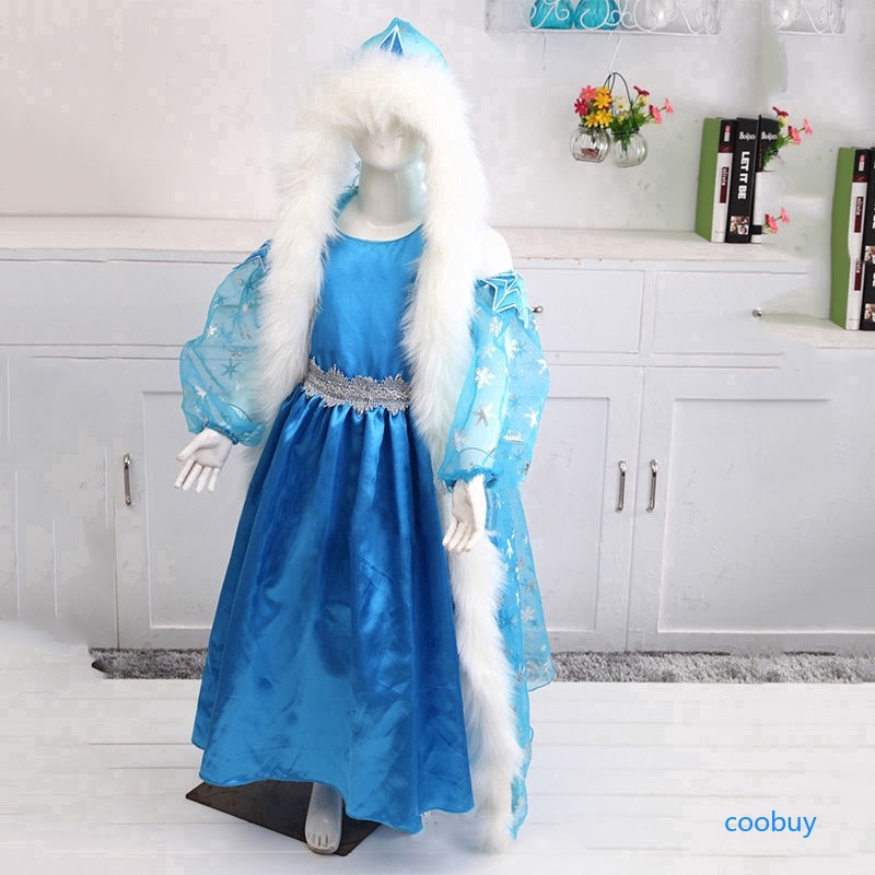 Đầm xòe tay dài in hình công chúa Elsa cho bé gái