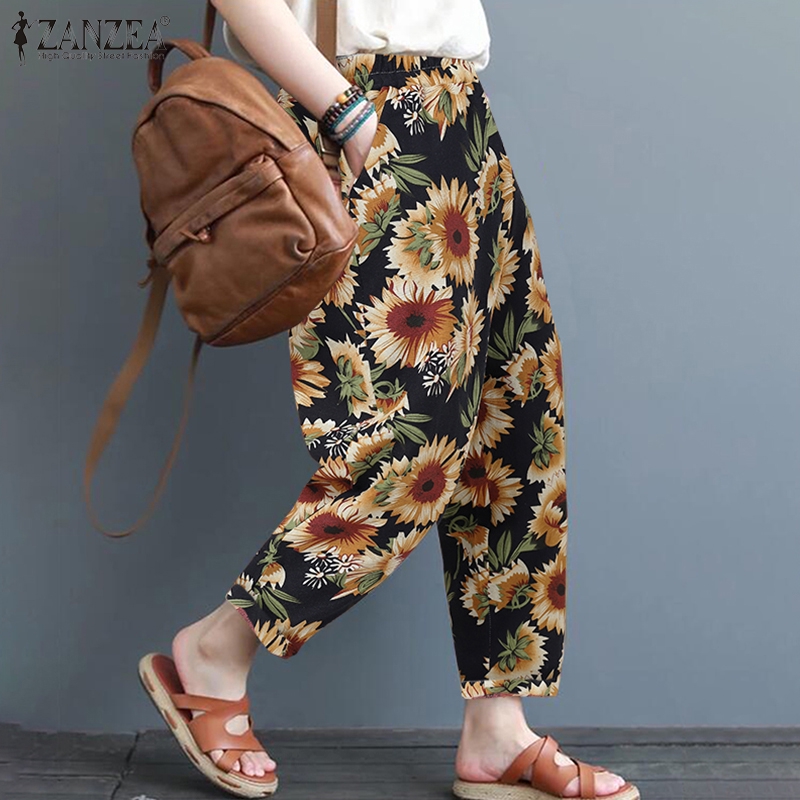 Quần dài ZANZEA lưng thun ống rộng phong cách cổ điển cho nữ | BigBuy360 - bigbuy360.vn