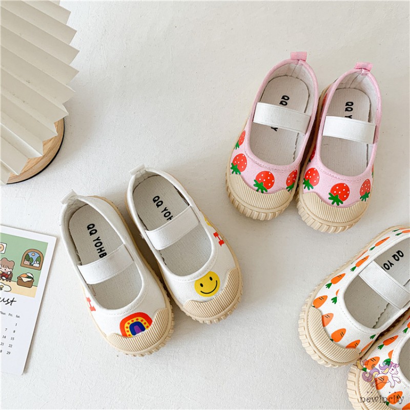 Giày Vải Canvas In Hoạt Hình Kiểu Hàn Quốc Xinh Xắn Cho Bé Gái