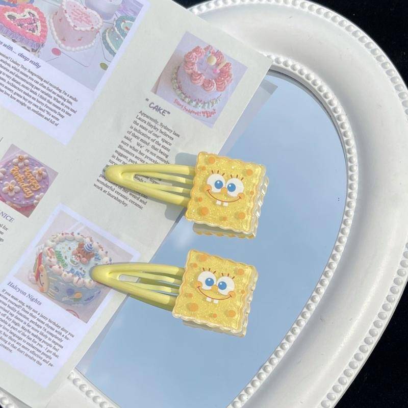 Kẹp Tóc Họa Tiết Hoạt Hình SpongeBob Ngọt Ngào Dễ Thương Cho Nữ