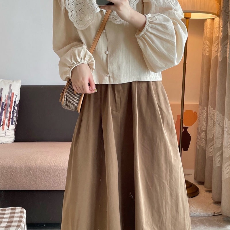 Set áo và chân váy chữ A phong cách mùa thu Pháp thanh lịch