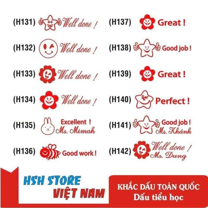 DẤU KHEN THƯỞNG TIẾNG ANH KHẮC TÊN THẦY CÔ