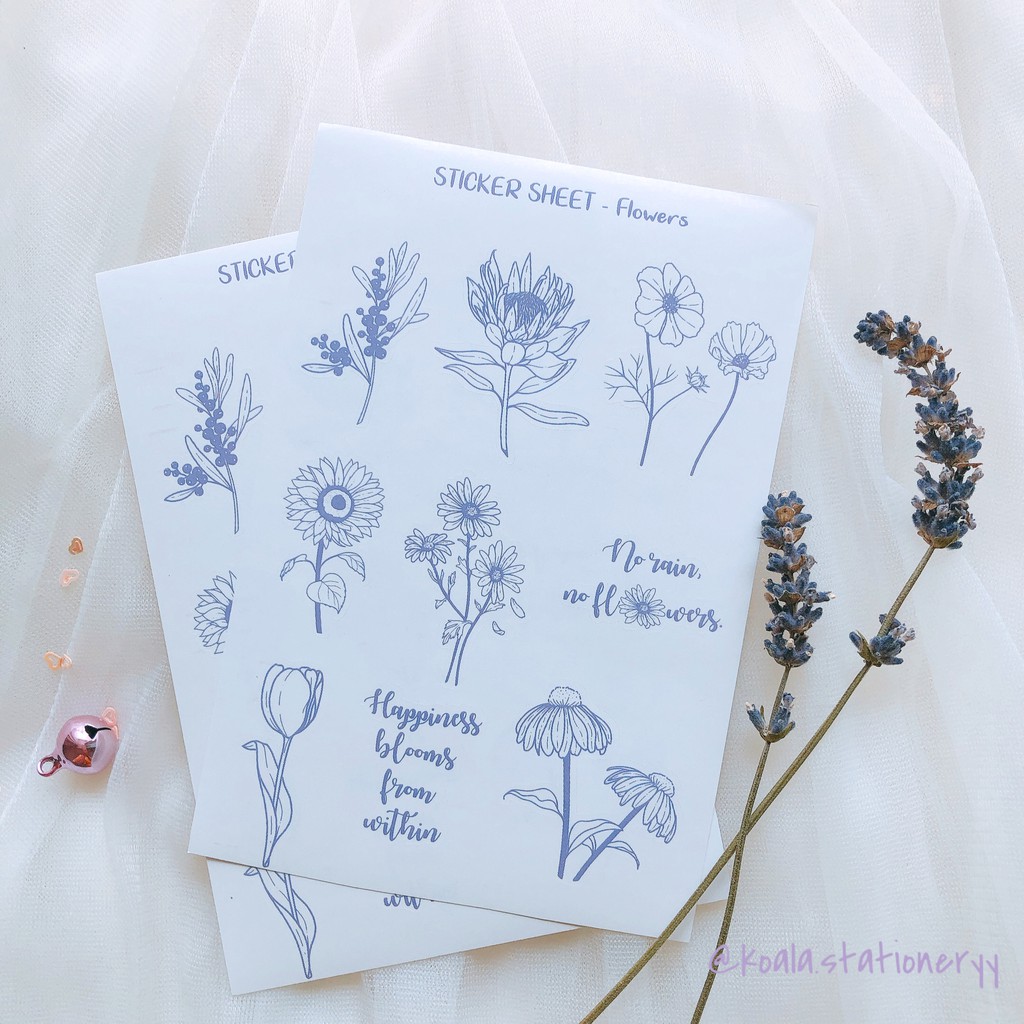 Bullet Journal Sticker - Hoa dại - Tím