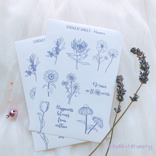 Bullet Journal Sticker - Hoa dại - Tím