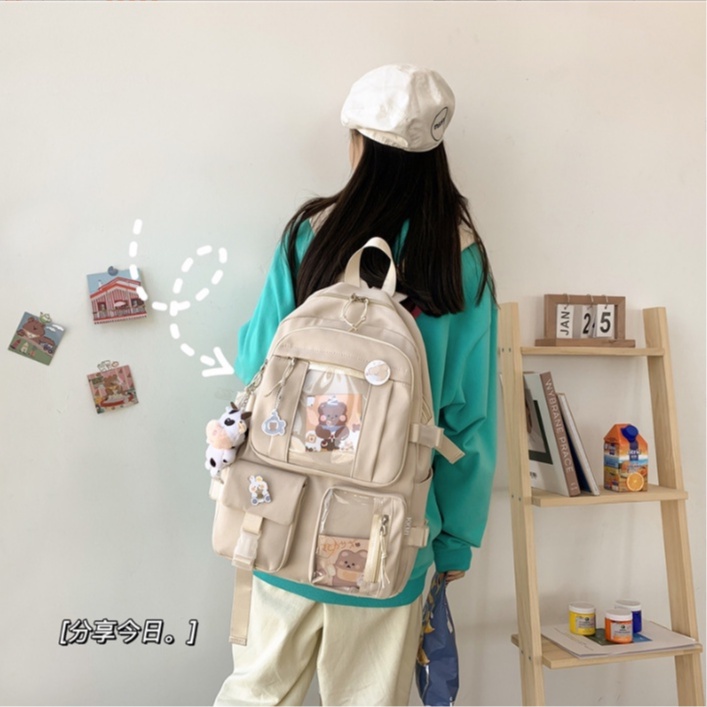 Balo nam nữ, Balo du lịch vải dù ulzzang đi học thời trang chống nước nhiều ngăn đựng laptop cao cấp Hàn Quốc