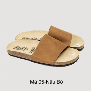 Bioline - Dép đế trấu - Dép da bò thật nguyên tấm Unisex - Mã D05