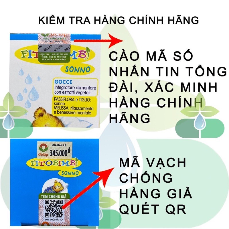 [Chính hãng] Siro thảo dược Fitobimbi Sonno Bimbi Ý giúp bé ngủ ngon lọ 30ml, hsd 2024