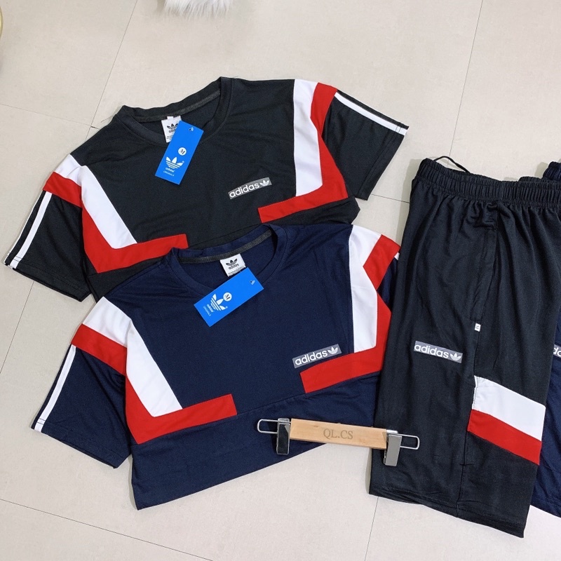 Bộ thể thao nam  cổ tròn phối đỏ cho các anh | BigBuy360 - bigbuy360.vn