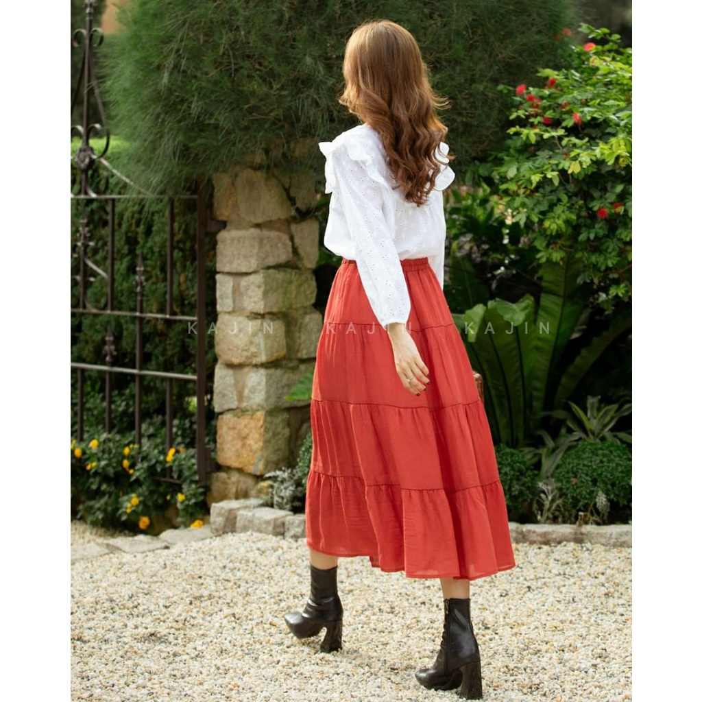 Chân Váy Nữ Midi Dáng Dài 2 Lớp Lưng Thun Siêu Xinh
