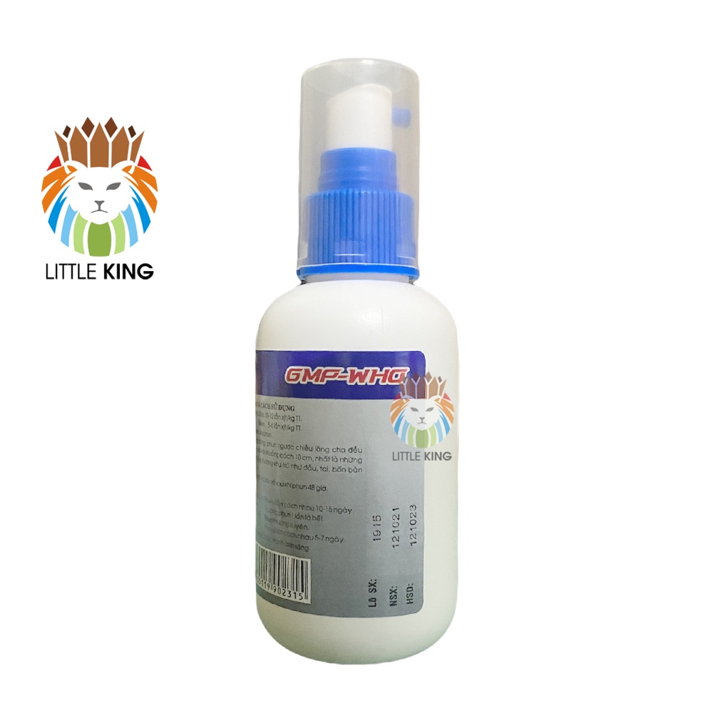 Hantox spray 100ml Chai xịt ngoài da diệt ve rận, bọ chét, ký sinh trùng cho chó mèo, thú cưng Little King pet shop