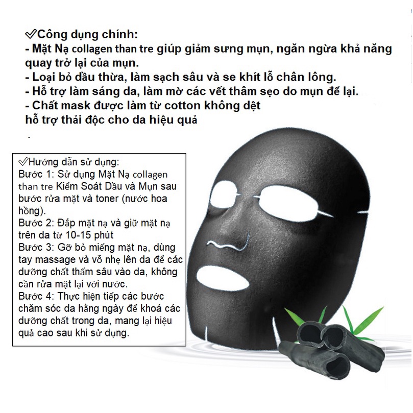 Mặt Nạ Đắp Mặt, Nạ Than Tre Hoạt Tính, Black Mask Giúp Da Mịn Màng Khoẻ Mạnh, Trắng Sáng, Thu Nhỏ Lỗ Chân Lông