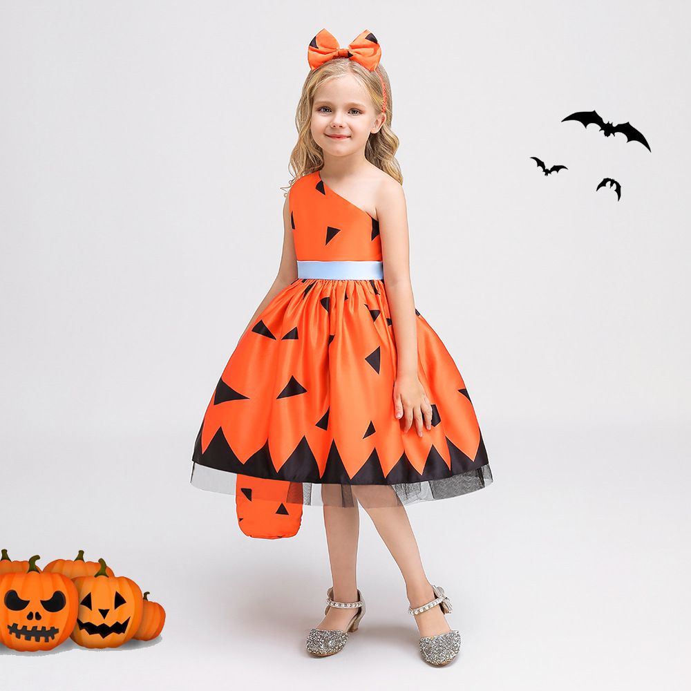 Đầm công chúa kèm túi cho bé gái hóa trang tiệc halloween tùy chọn họa tiết